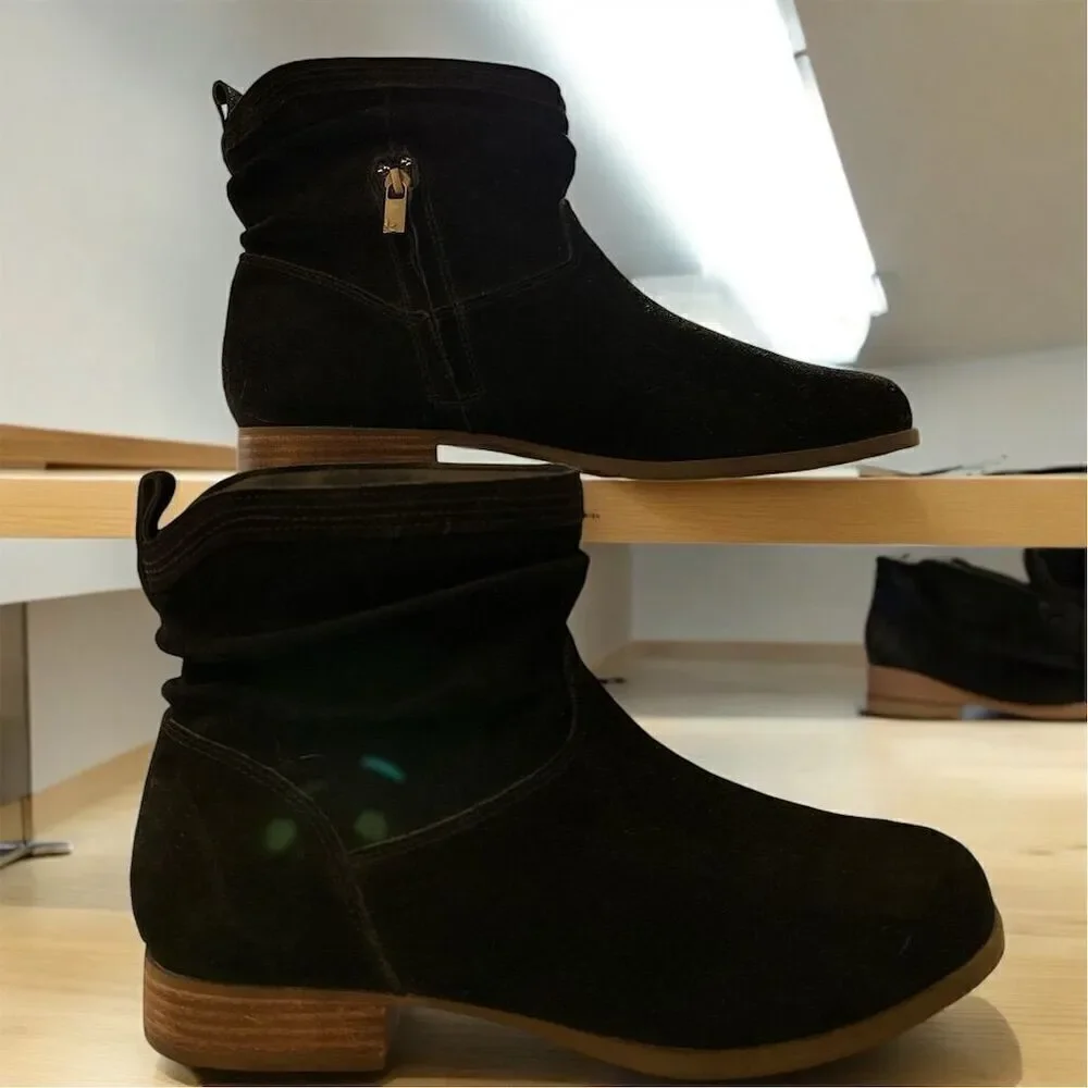 Koolaburra by UGG Lorelei Women's Black Suede Zip Side Ankle Boots Size 11